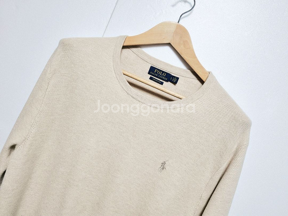 남성 폴로 피마코튼 PIMA 베이지 긴팔 니트 스웨터--1