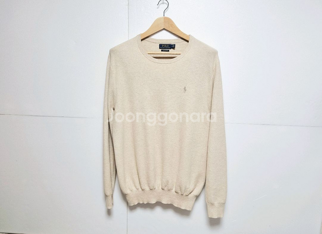 남성 폴로 피마코튼 PIMA 베이지 긴팔 니트 스웨터--2