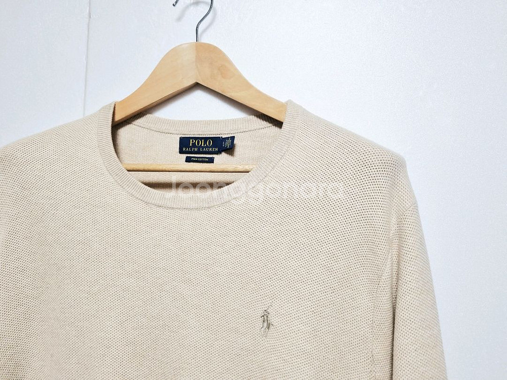 남성 폴로 피마코튼 PIMA 베이지 긴팔 니트 스웨터--3