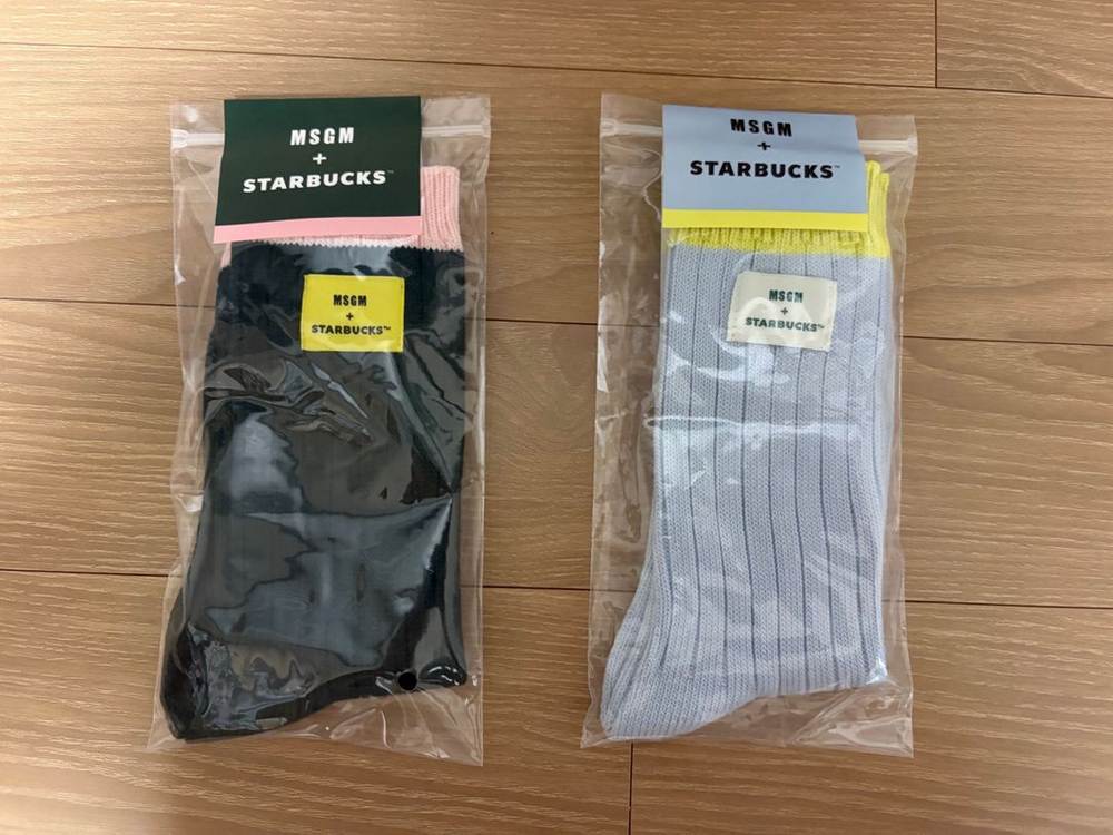MSGM x 스타벅스 블랭킷,양말 (그린.블루) 4종 세트 일괄로 판매 해요~--8