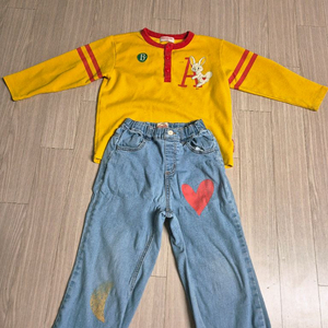 베베드피노 데님팬츠+티셔츠 130사이즈