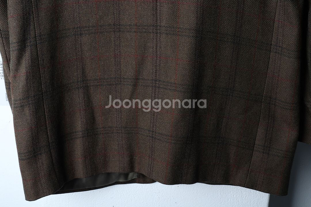 (L) 닥스 정장 슈트 자켓 블레이저 체크 브라운 울--4