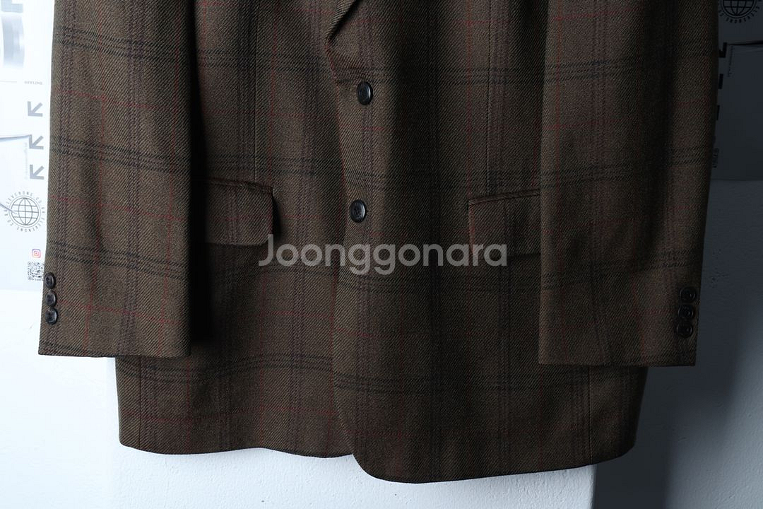 (L) 닥스 정장 슈트 자켓 블레이저 체크 브라운 울--3