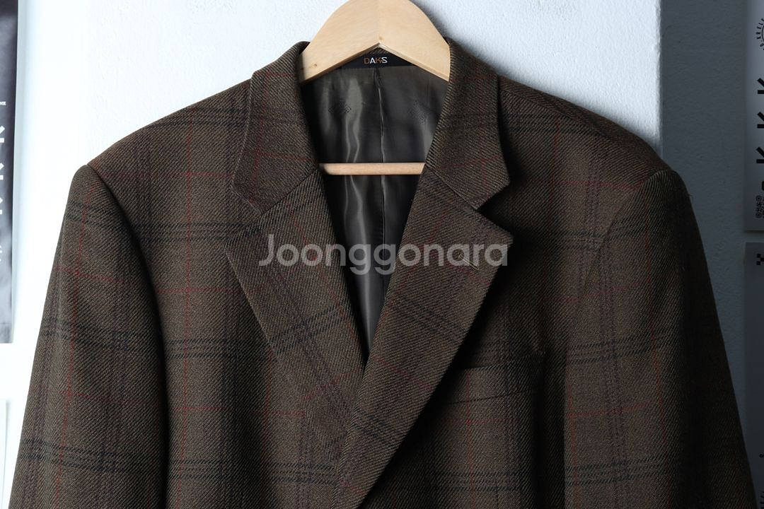 (L) 닥스 정장 슈트 자켓 블레이저 체크 브라운 울--2