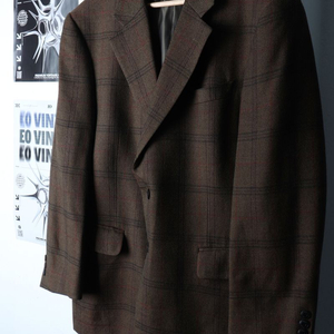 (L) 닥스 정장 슈트 자켓 블레이저 체크 브라운 울