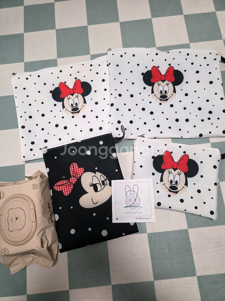 디즈니 미니마우스 파우치 4종 일괄세트 신학기준비물 핸드메이드새제품--1