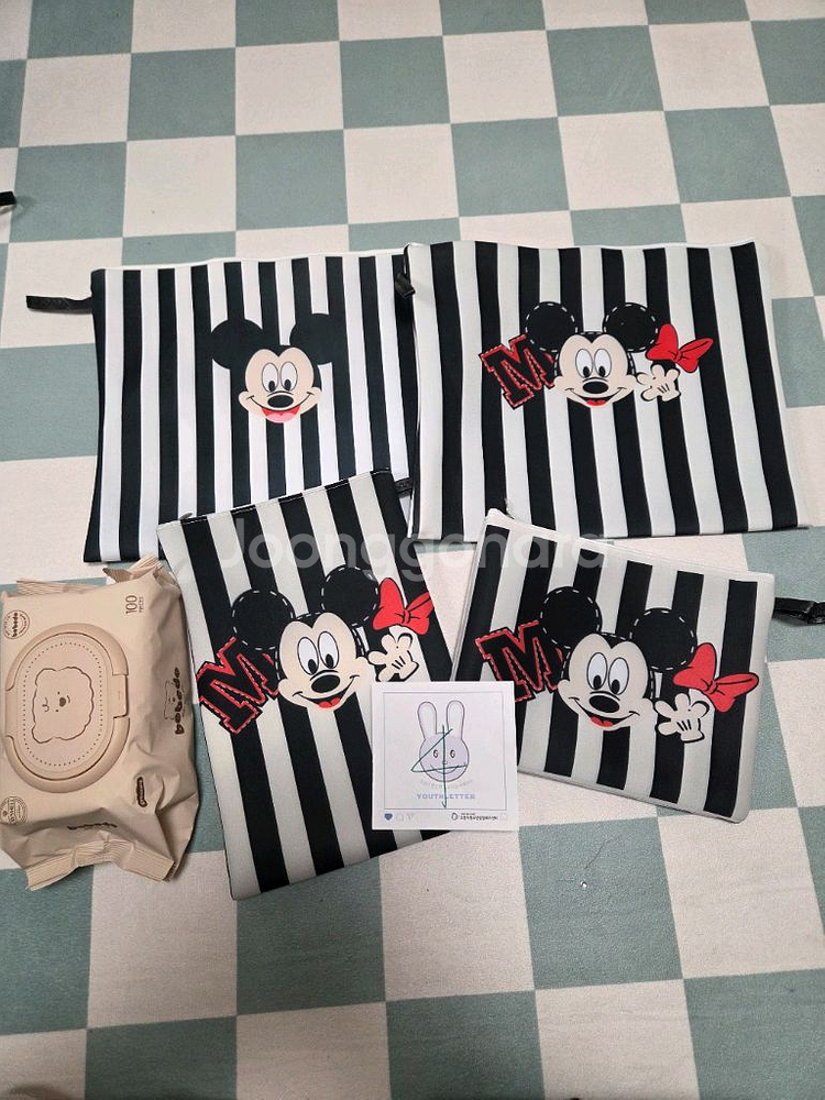 디즈니 미니마우스 파우치 4종 일괄세트 신학기준비물 핸드메이드새제품--3