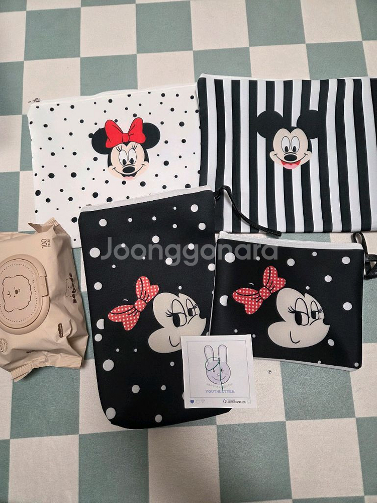 디즈니 미니마우스 파우치 4종 일괄세트 신학기준비물 핸드메이드새제품--8
