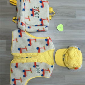 젤리멜로 조끼110 /모자/가방 세트