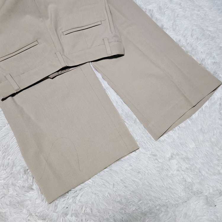 우먼즈 라이트웨이트 하이 웨이스트 와이드 히든 밴딩 슬랙스 [베이지] 이미지