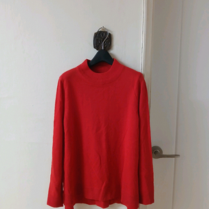 무늬가 예쁜 아크릴 반목 레드 빨강 니트 가슴단면 44정도