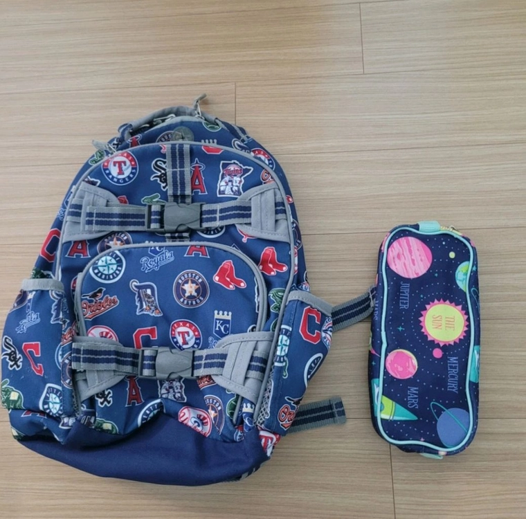 MLB 야구팀 패턴 책가방+우주그림 필통 이미지