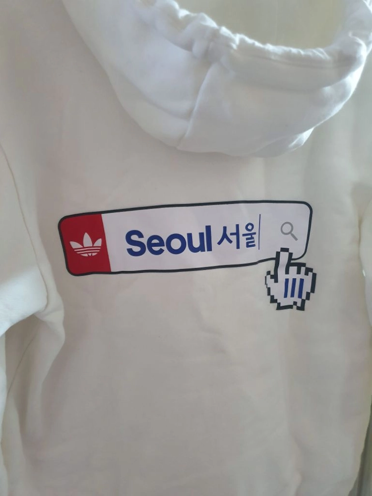 아디다스 서울 후드티 XS 화이트 레드 검색창 후디 이미지