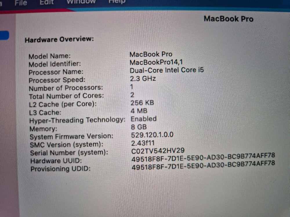 A1708 맥북프로 2017 13인치 8GB/256GB 이미지