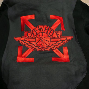 [L] 조던 x 오프화이트 플리스 풀오버 후드 - 블랙 이미지