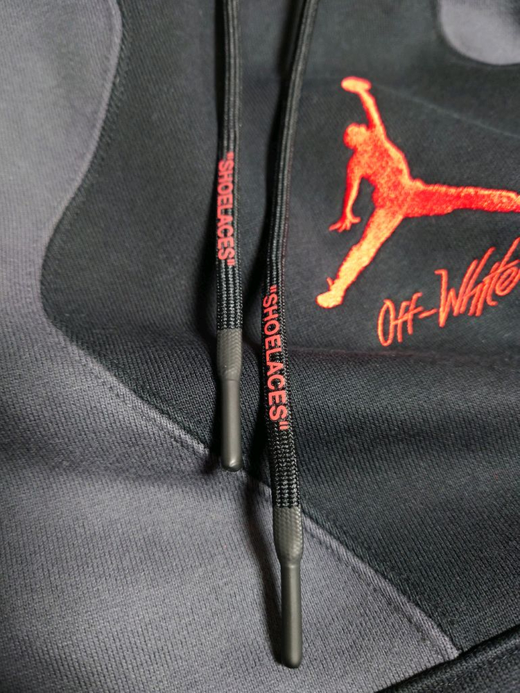 [L] 조던 x 오프화이트 플리스 풀오버 후드 - 블랙 이미지