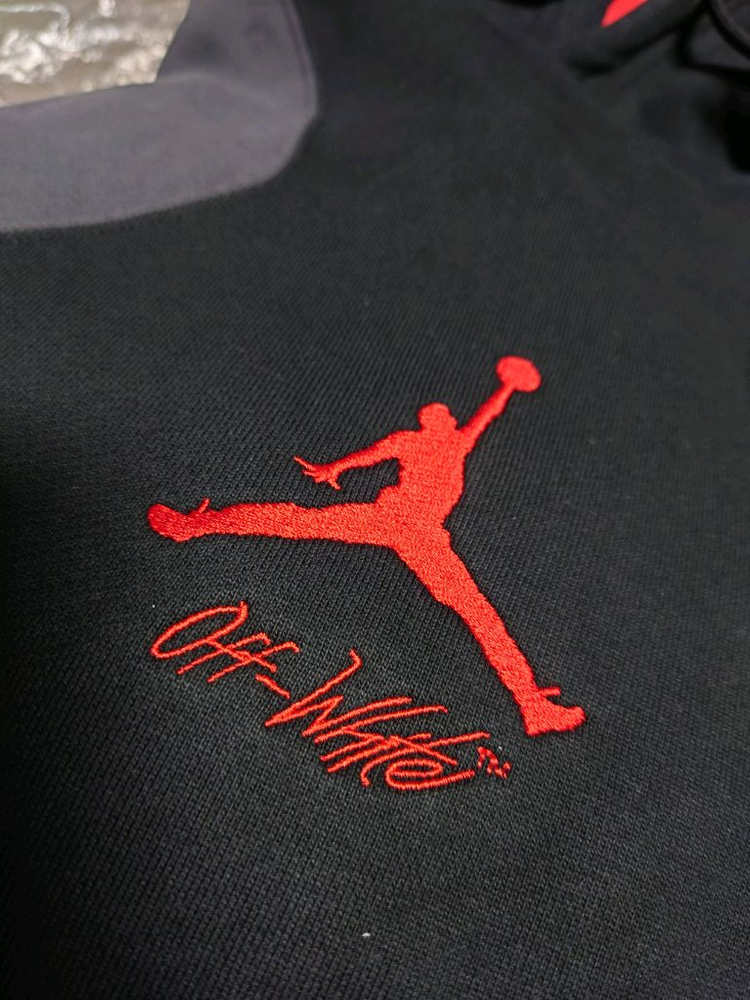 [L] 조던 x 오프화이트 플리스 풀오버 후드 - 블랙 이미지