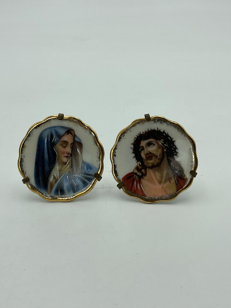 프랑스 리모주 성모마리아,예수 미니 탁상 액자 .324--0