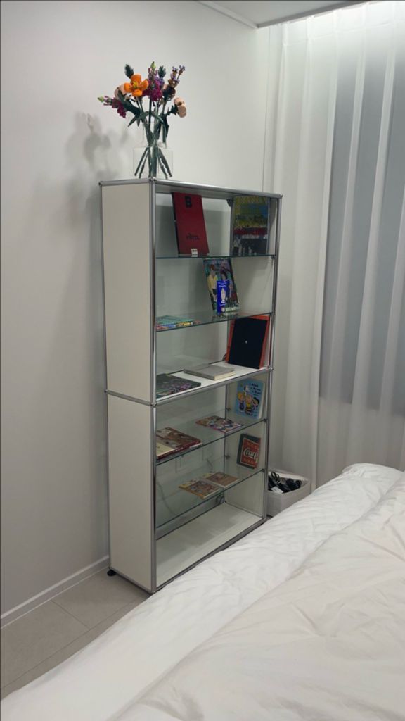 정품 USM Haller 6단 유리선반 모듈 책장 화이트--1