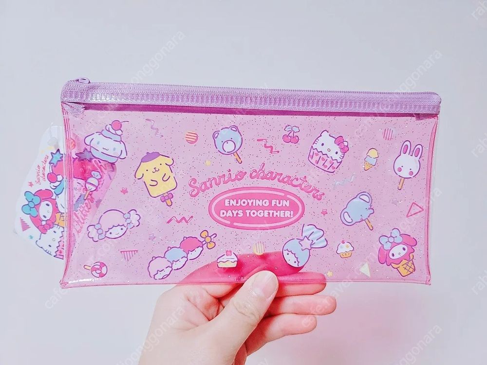 다이소 산리오 파우치 마이멜로디 키티 시나모롤 투명 파우치 필 펜 파우치 다이소 마이멜로디 동전 지갑--1