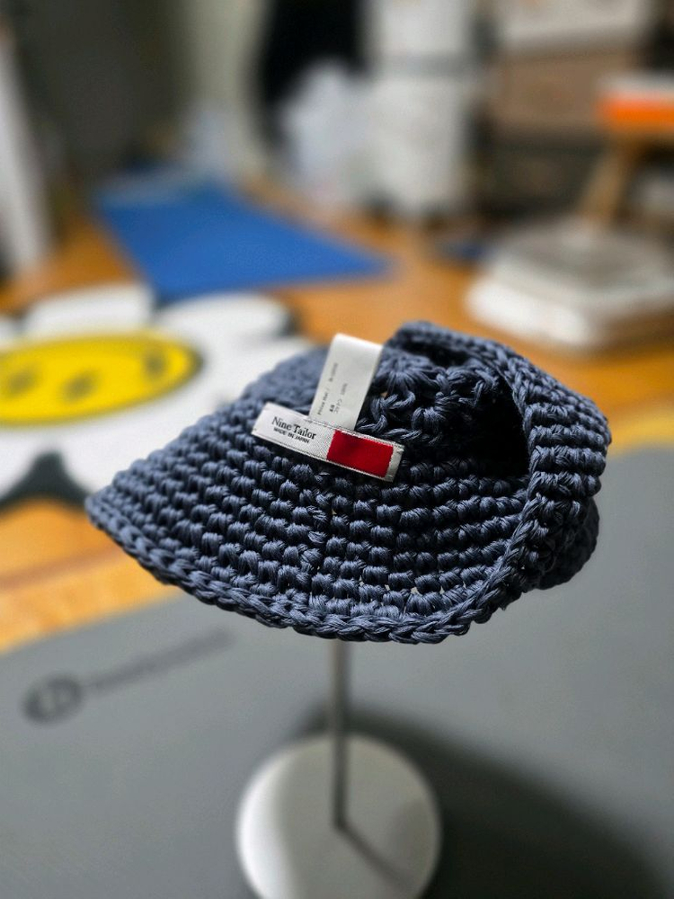 Nine Tailor 뜨개 버킷햇 네이비 니트모자--1