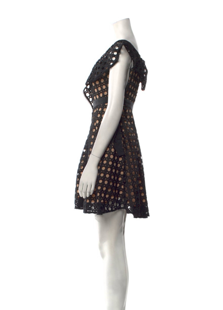 셀프포트레이트 블랙 레이스 오프숄더 원피스 드레스--1