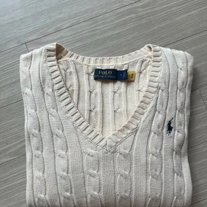 폴로 브이넥 니트 크림 M 이미지