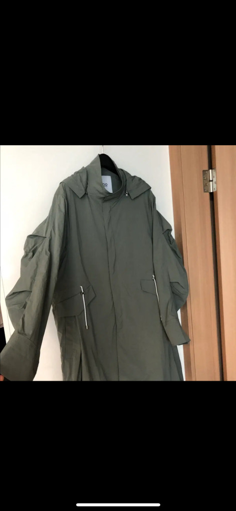 지오송지오 옴므 셔링 바스락 오버핏 박시 트렌치코트 야상 점퍼 코트 후드--2