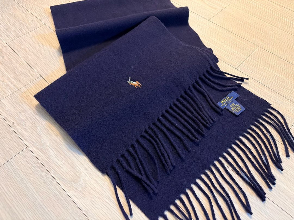폴로 랄프로렌 프린지 버진 울 스카프 머플러 목도리 잉크네이비컬러 이태리--1