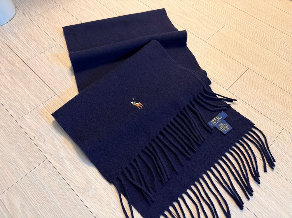 폴로 랄프로렌 프린지 버진 울 스카프 머플러 목도리 잉크네이비컬러 이태리--2