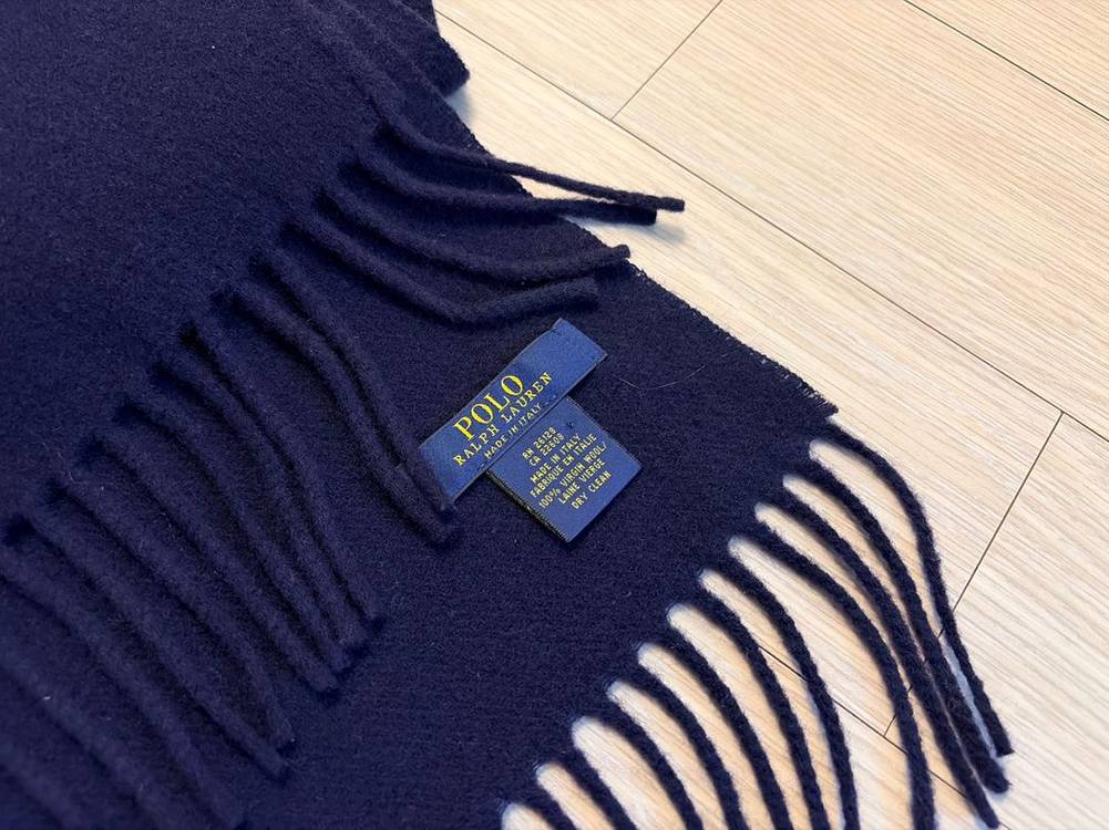 폴로 랄프로렌 프린지 버진 울 스카프 머플러 목도리 잉크네이비컬러 이태리--3