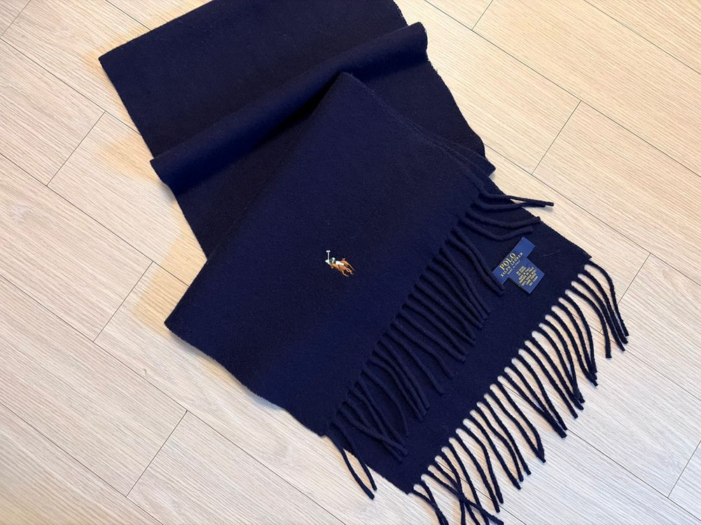 폴로 랄프로렌 프린지 버진 울 스카프 머플러 목도리 잉크네이비컬러 이태리--4