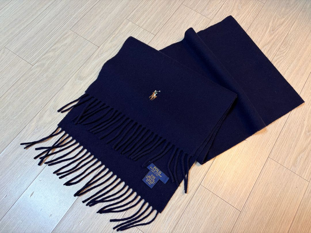 폴로 랄프로렌 프린지 버진 울 스카프 머플러 목도리 잉크네이비컬러 이태리--5