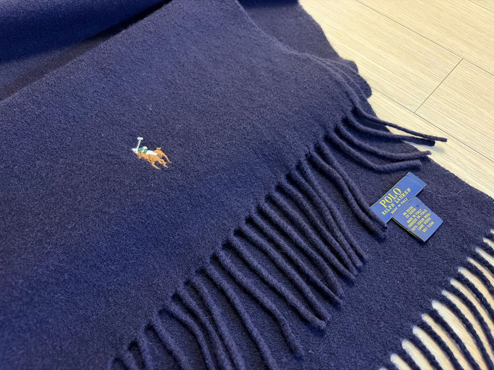 폴로 랄프로렌 프린지 버진 울 스카프 머플러 목도리 잉크네이비컬러 이태리--6