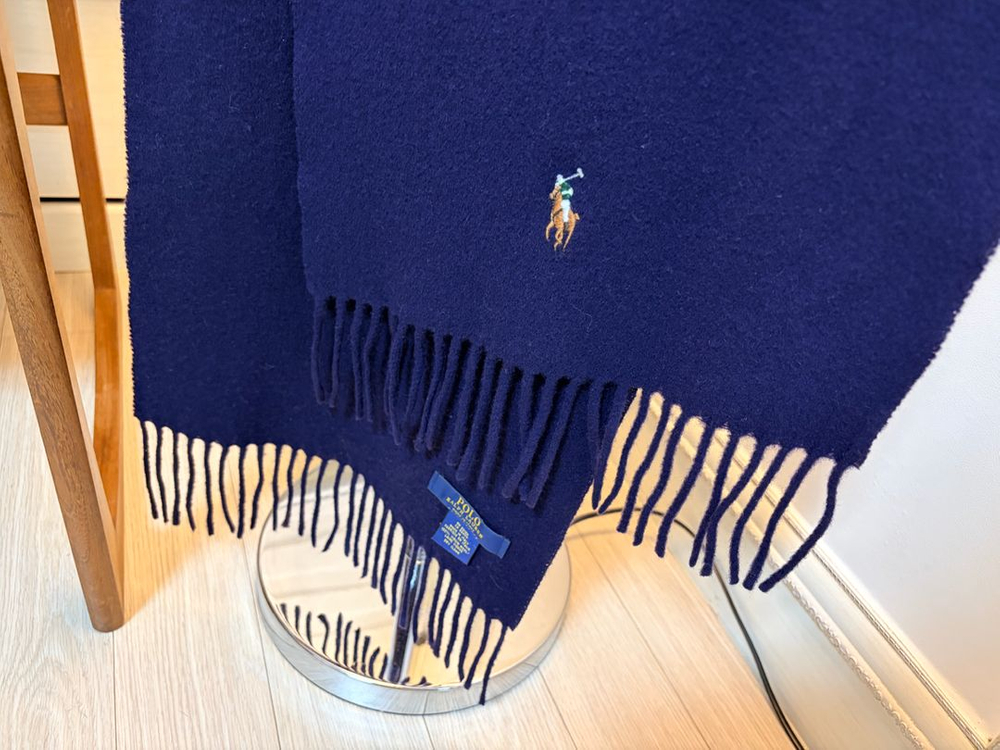 폴로 랄프로렌 프린지 버진 울 스카프 머플러 목도리 잉크네이비컬러 이태리--7