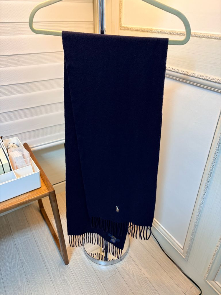 폴로 랄프로렌 프린지 버진 울 스카프 머플러 목도리 잉크네이비컬러 이태리--8