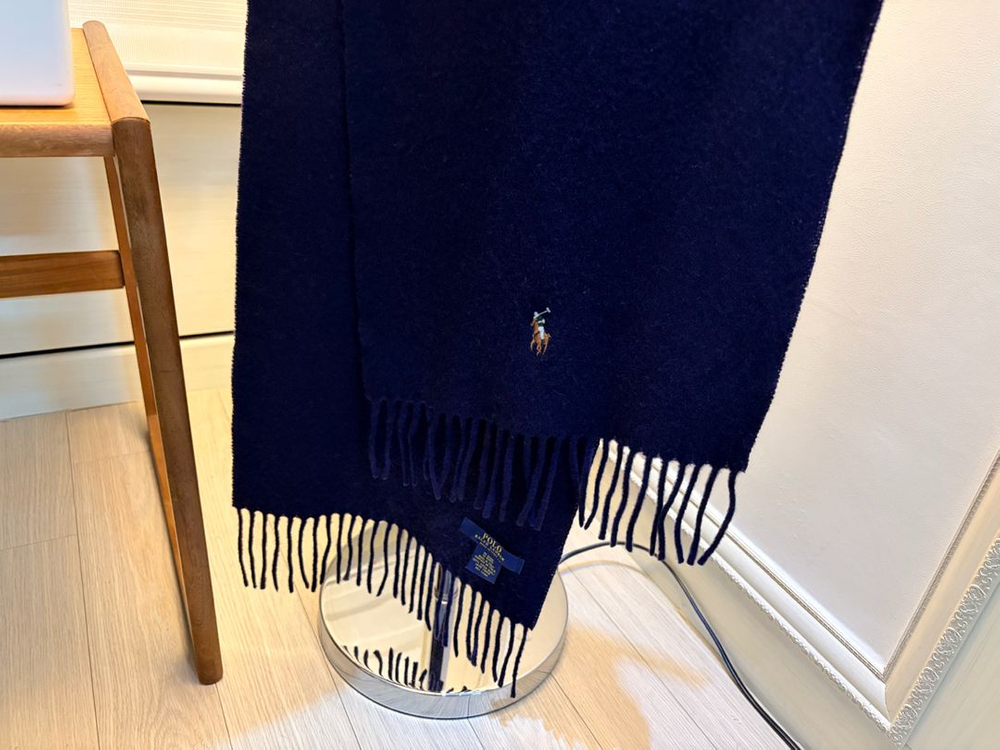 폴로 랄프로렌 프린지 버진 울 스카프 머플러 목도리 잉크네이비컬러 이태리--9