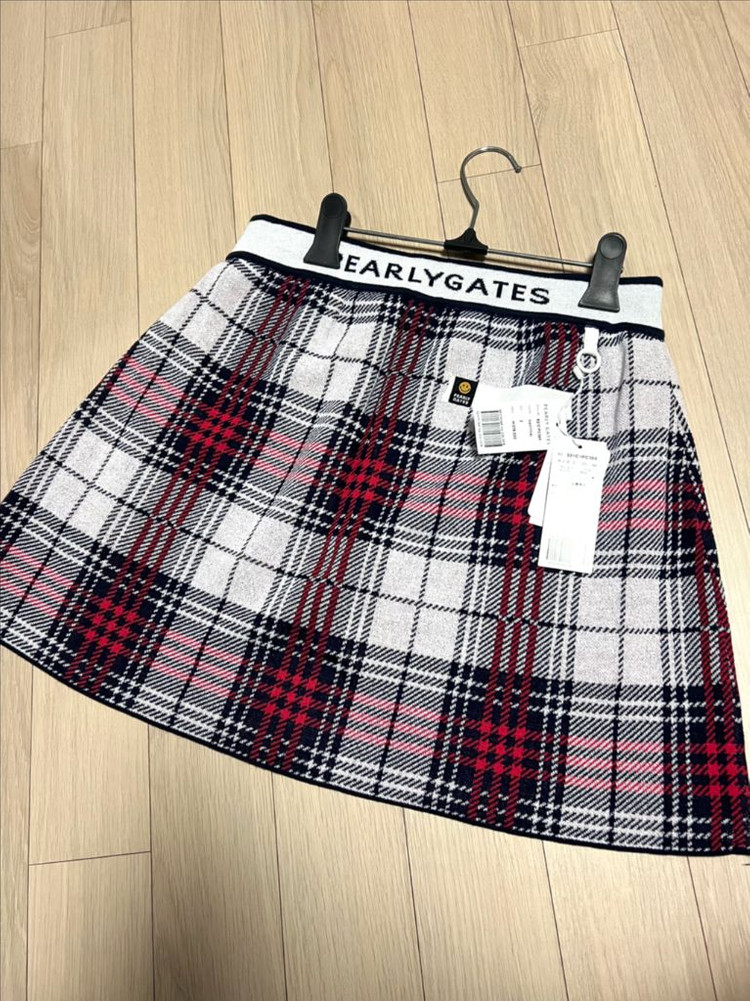 새상품) 23년 파리게이츠 사나 글랜체크 니트 스커트 여성 골프웨어 골프복 치마--2