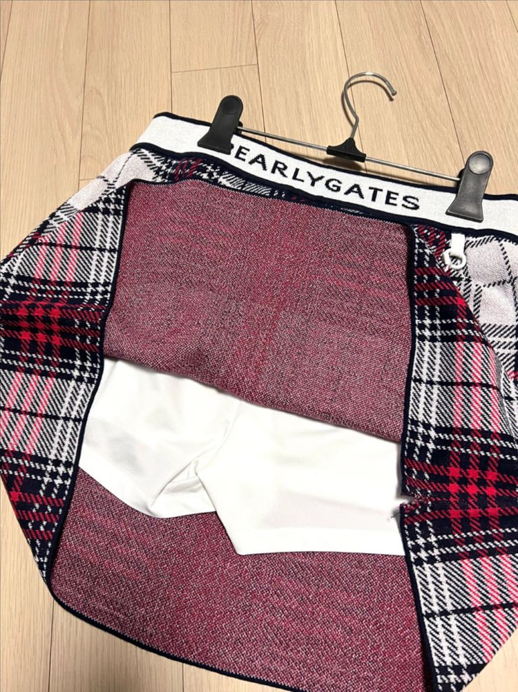 새상품) 23년 파리게이츠 사나 글랜체크 니트 스커트 여성 골프웨어 골프복 치마--5