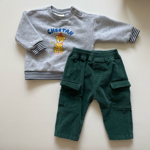 탑텐키즈 맨투맨 + 코듀로이 밴딩 팬츠 80