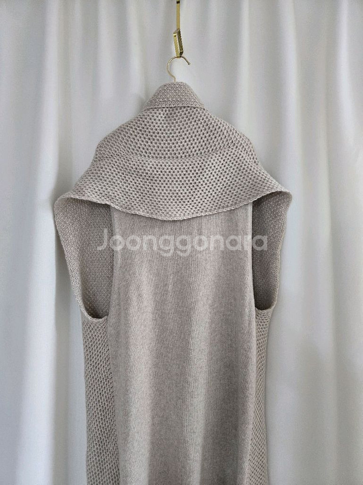 르베이지 니트 롱 베스트--4