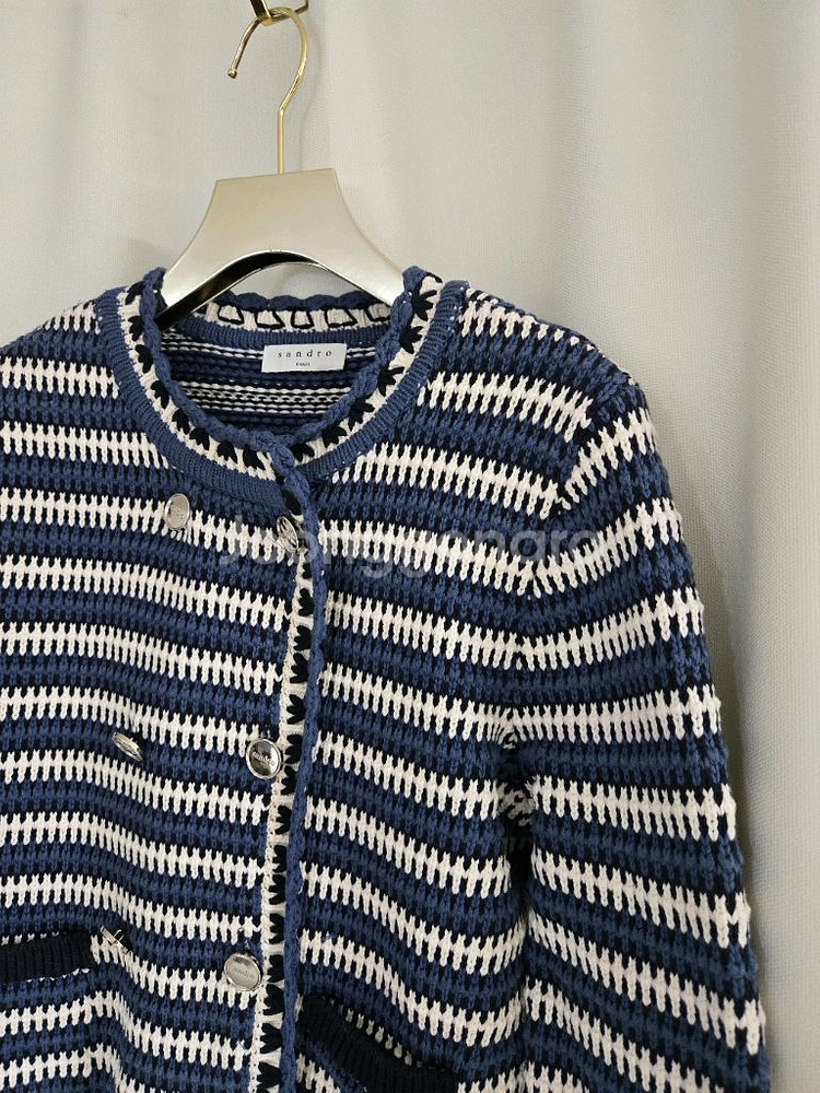 산드로 스트라이프 더블 버튼 가디건--1