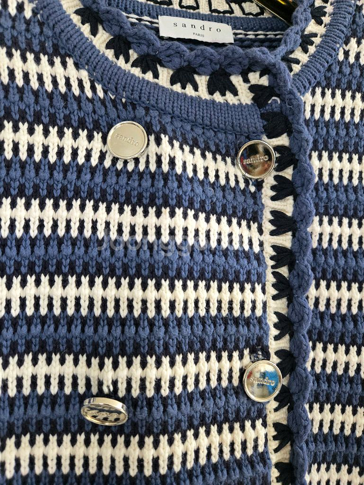 산드로 스트라이프 더블 버튼 가디건--2