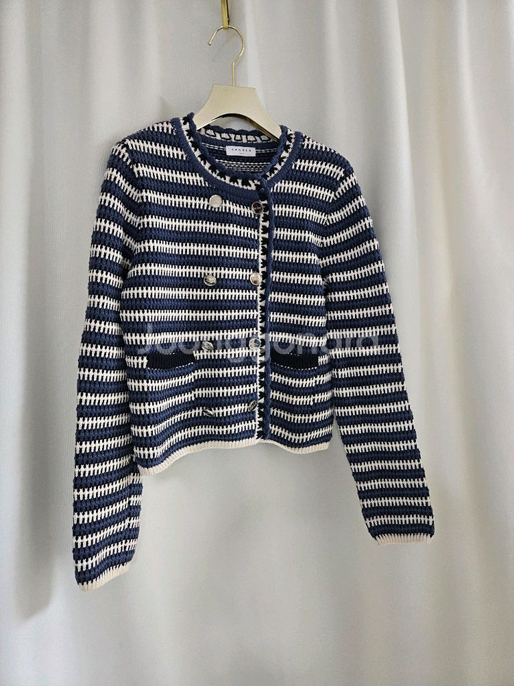 산드로 스트라이프 더블 버튼 가디건--3