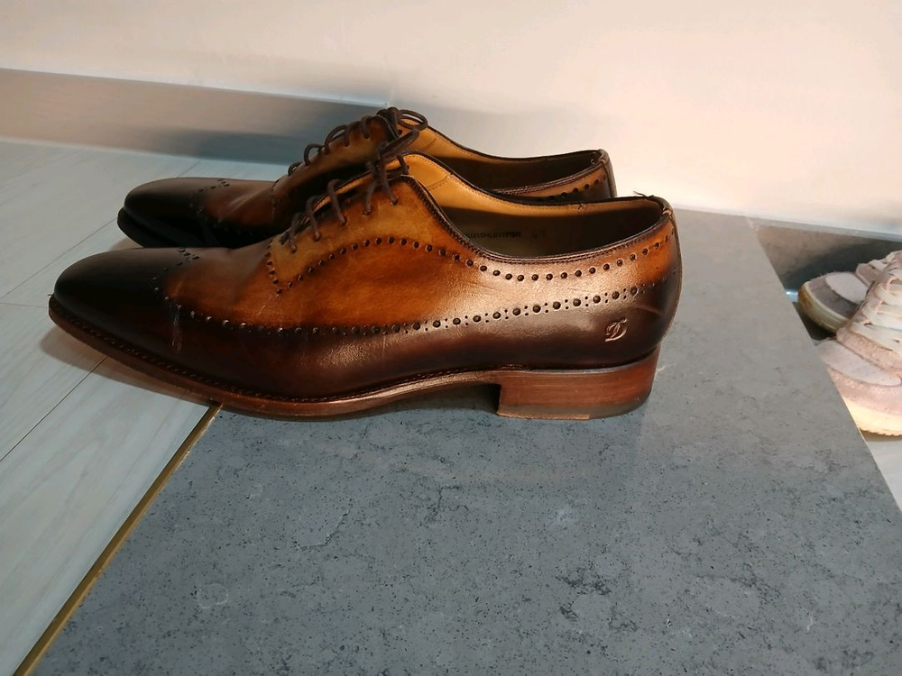 에스티 듀퐁 클래식 남성 브라운 윙팁 구두--3