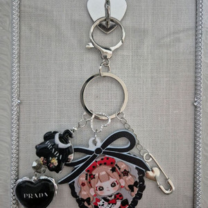 핸드메이드 블랙 리본 키링