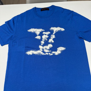 루이비통 클라우드 자카드 티셔츠 니트 반팔 블루 xl