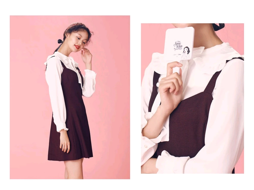 로엠 디즈니 콜라보 원피스 버건디 미니원피스 이미지