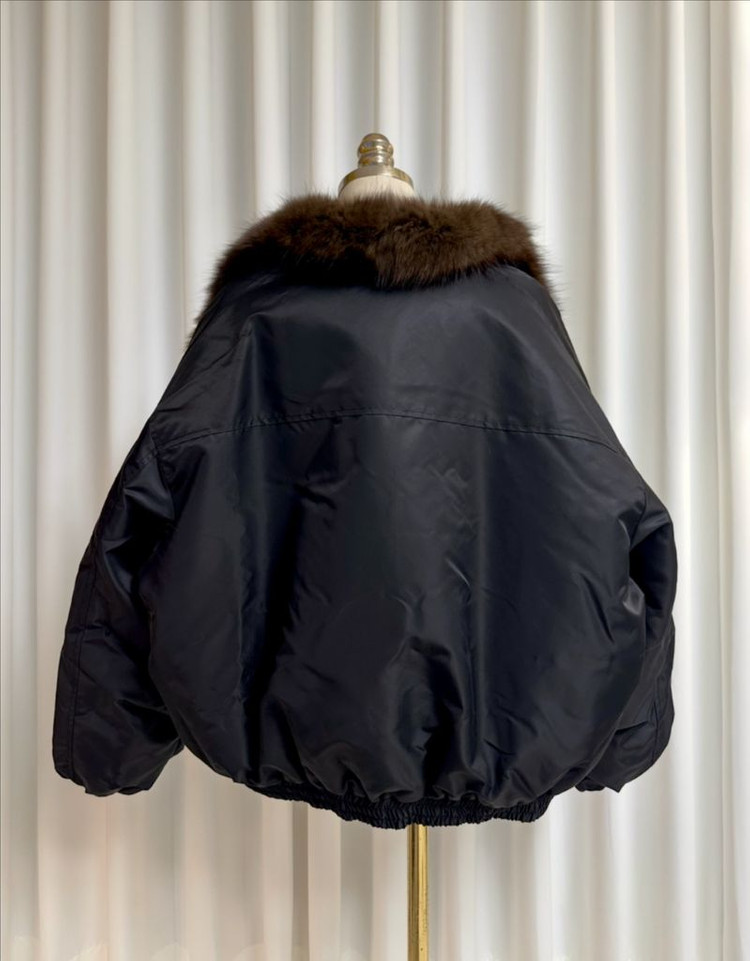 (새상품) 세이블 폭스퍼 구스다운 패딩야상 항공점퍼 (수입/블랙)--2