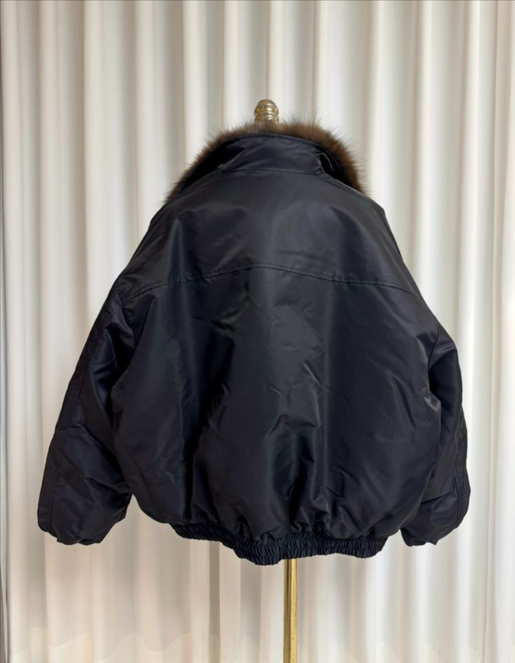 (새상품) 세이블 폭스퍼 구스다운 패딩야상 항공점퍼 (수입/블랙)--8